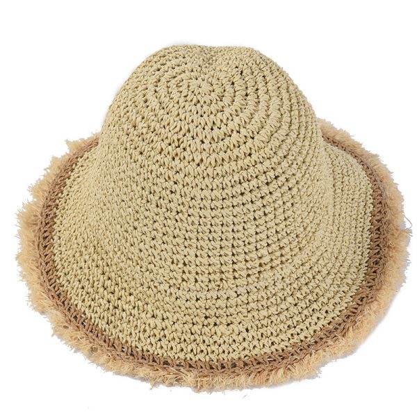 wholesale tassels bucket straw hats summer women fashion straw hats custom paper children straw caps - Image 2