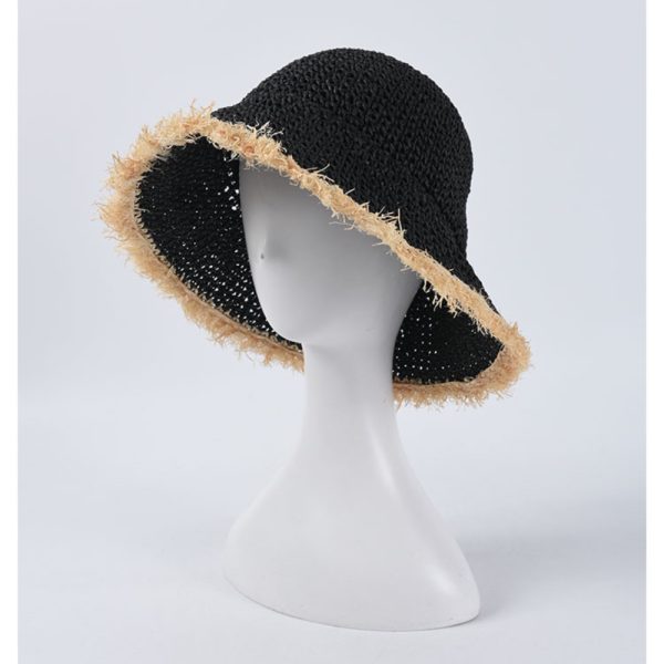 wholesale tassels bucket straw hats summer women fashion straw hats custom paper children straw caps - Image 4