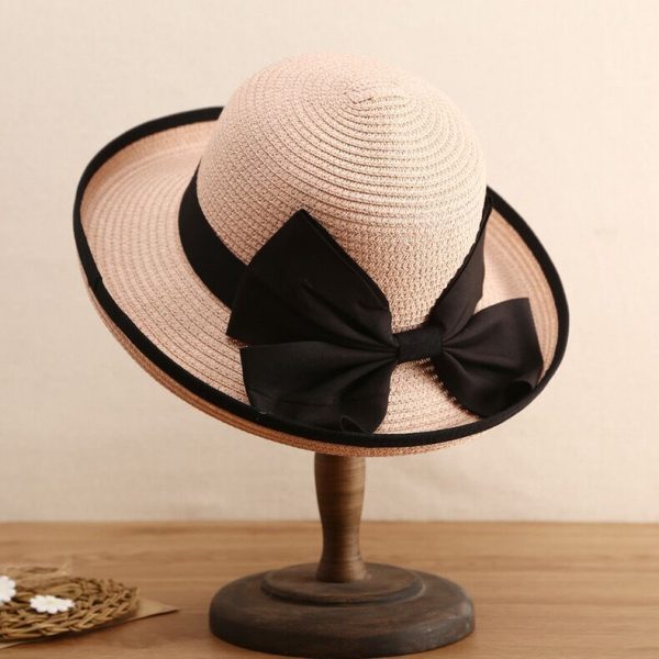 paper straw hats women high quality summer straw hat wholesale butterfly knot custom summer straw hat - Image 5