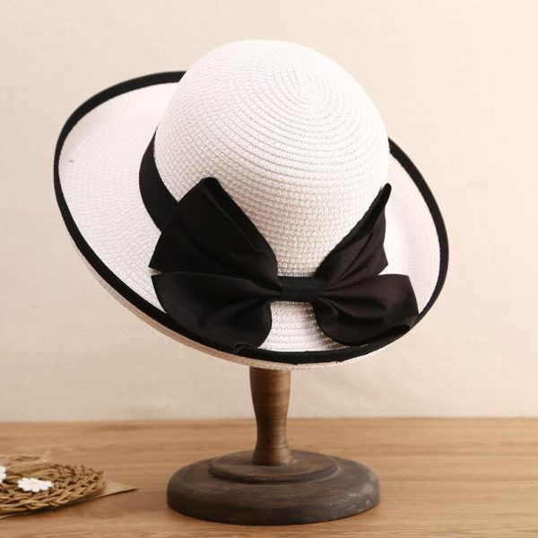 paper straw hats women high quality summer straw hat wholesale butterfly knot custom summer straw hat - Image 6