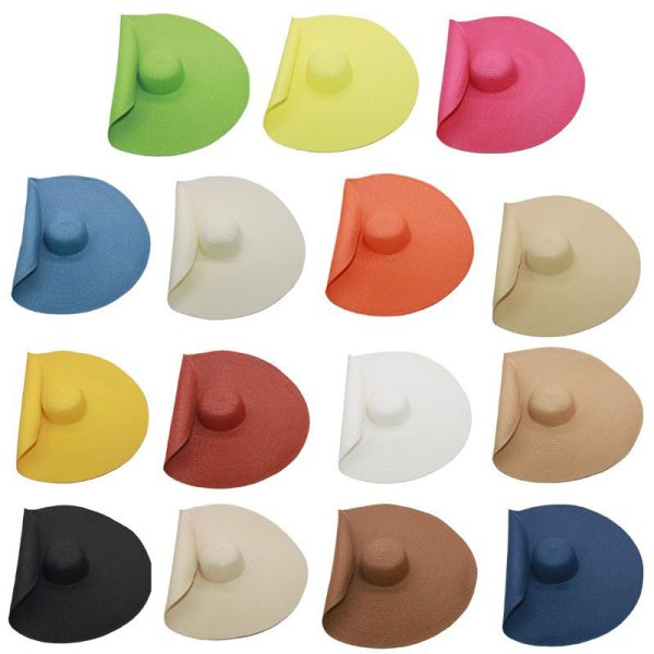 custom wide brim straw hat wholesale summer sun visor straw caps beach fashion women straw cap with string - Image 4