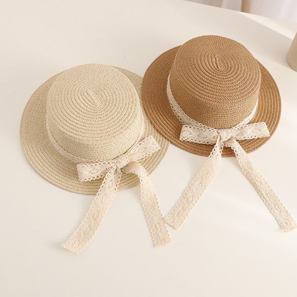children summer straw hats school beach sun visor straw hats wholesale custom color women straw caps - Image 2