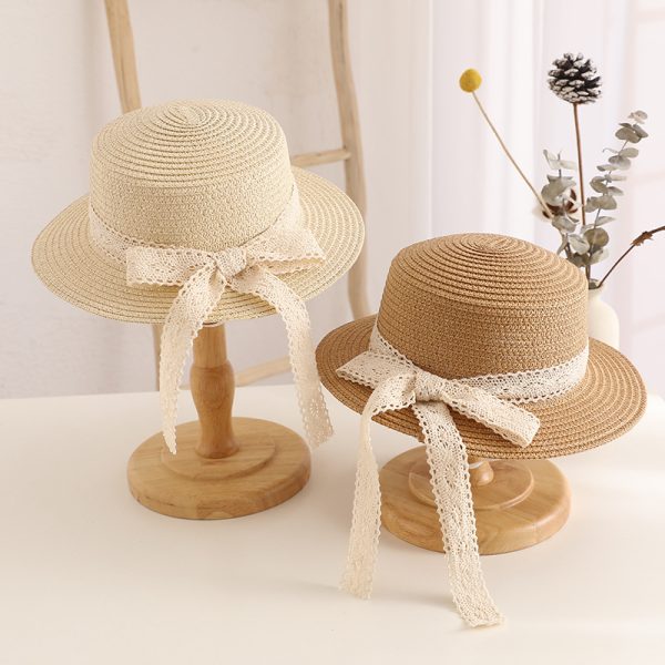 children summer straw hats school beach sun visor straw hats wholesale custom color women straw caps - Image 3