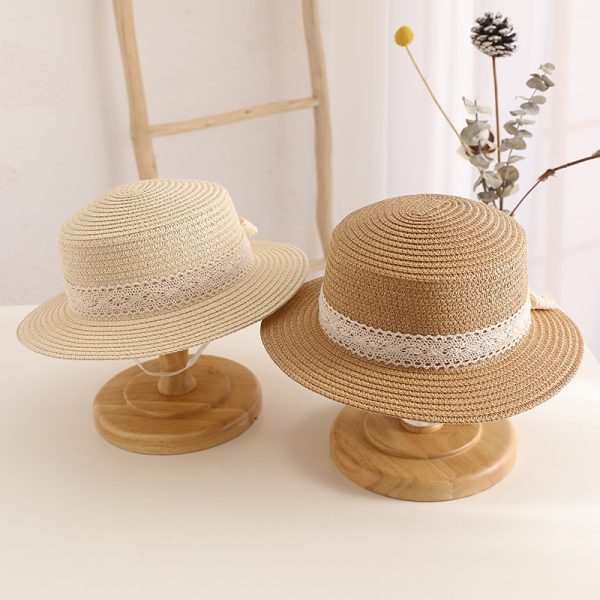 children summer straw hats school beach sun visor straw hats wholesale custom color women straw caps - Image 4