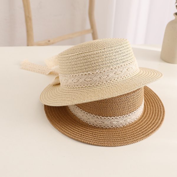 children summer straw hats school beach sun visor straw hats wholesale custom color women straw caps - Image 6