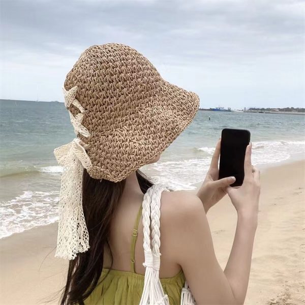 wholesale new cheap straw hat school crochet bucket paper straw caps custom high quality summer sun visor straw hat - Image 3