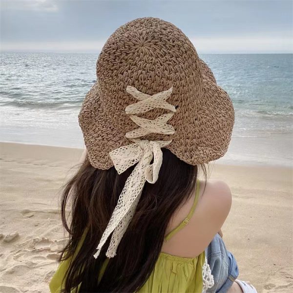 wholesale new cheap straw hat school crochet bucket paper straw caps custom high quality summer sun visor straw hat - Image 4