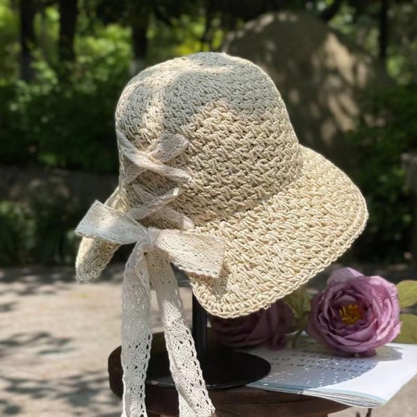 wholesale new cheap straw hat school crochet bucket paper straw caps custom high quality summer sun visor straw hat - Image 5