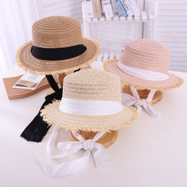 custom girls children straw hats summer school beach sun visor straw hats high quality summer straw  hat - Image 2