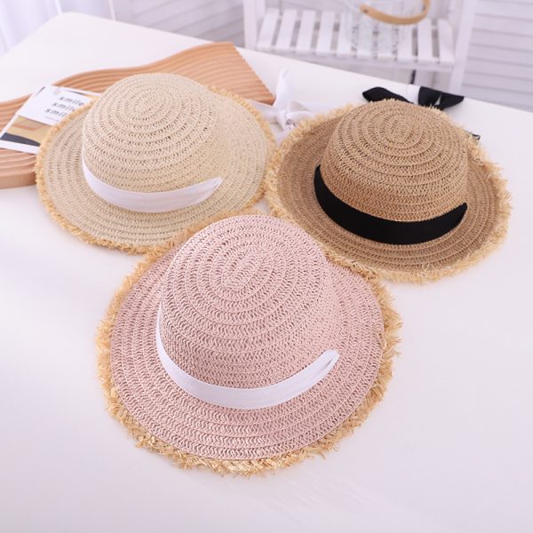 custom girls children straw hats summer school beach sun visor straw hats high quality summer straw  hat - Image 3