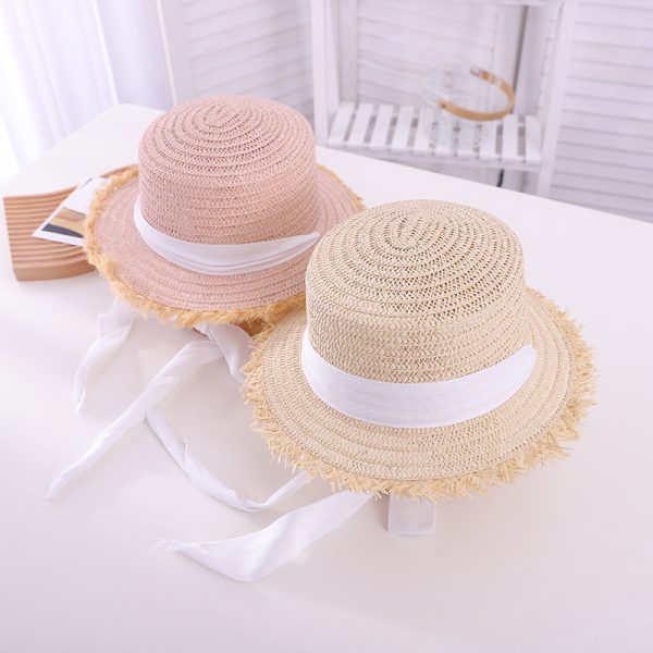 custom girls children straw hats summer school beach sun visor straw hats high quality summer straw  hat - Image 4