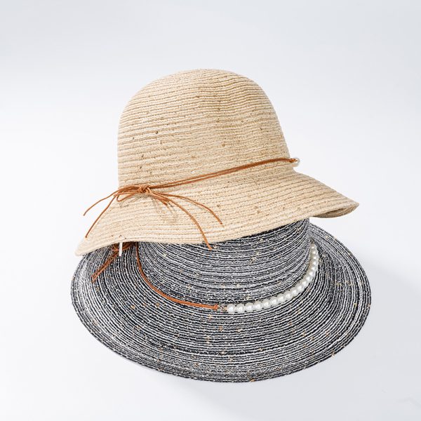 designer bucket visor straw hat school beach women summer high quality straw hats wholesale paper straw hats - Image 2