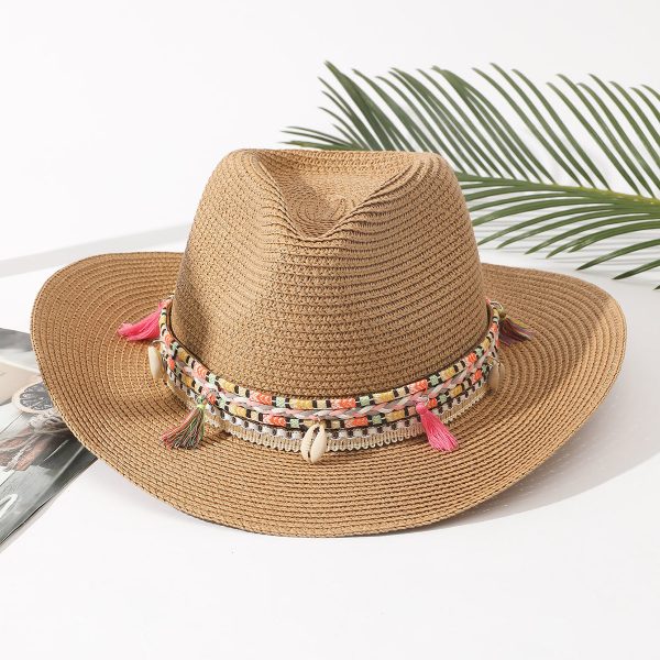adjustable shade beach visor straw hat women summer sun paper straw hats wholesale beach fashion straw cap - Image 2