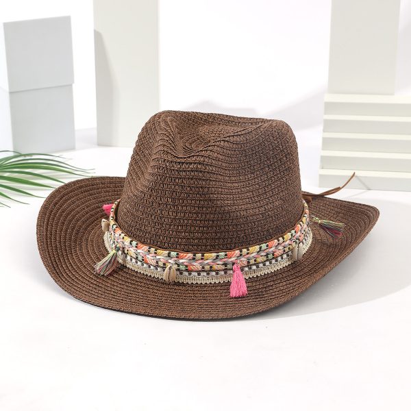 adjustable shade beach visor straw hat women summer sun paper straw hats wholesale beach fashion straw cap - Image 3
