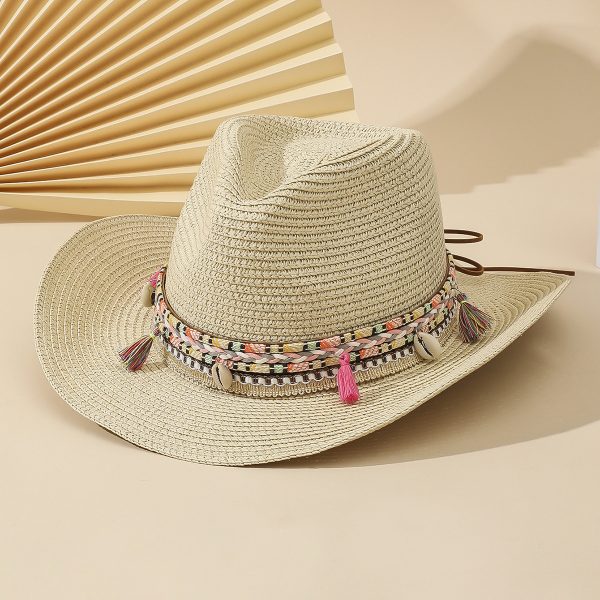 adjustable shade beach visor straw hat women summer sun paper straw hats wholesale beach fashion straw cap - Image 4