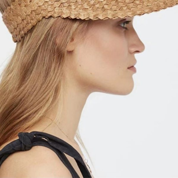wholesale unisex handmade straw hat adjustable shade beach visor wheat straw hat high quality straw hats - Image 2
