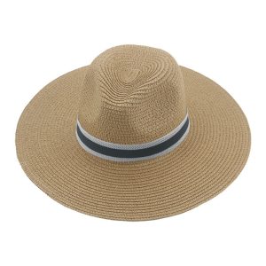 vintage wide brim straw hat wholesale panama top straw hat summer adjustable shade beach visor straw hat