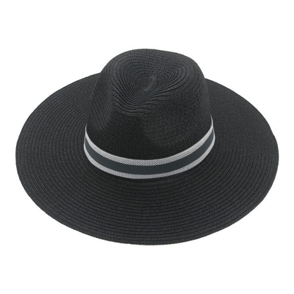 vintage wide brim straw hat wholesale panama top straw hat summer adjustable shade beach visor straw hat - Image 2