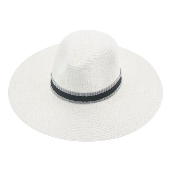 vintage wide brim straw hat wholesale panama top straw hat summer adjustable shade beach visor straw hat - Image 3