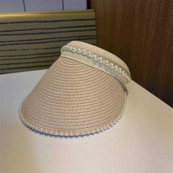 school sun visor hat protection straw wholesale beach adjustable shade beach visor straw hat women straw cap - Image 4