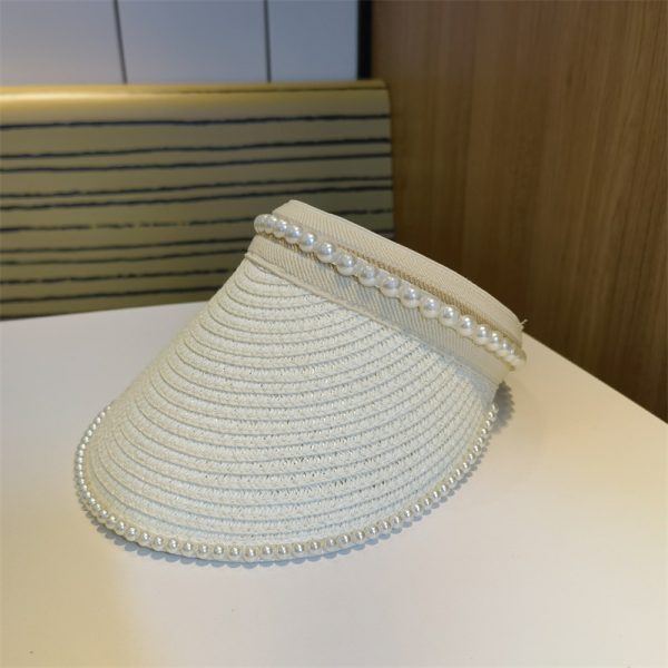 school sun visor hat protection straw wholesale beach adjustable shade beach visor straw hat women straw cap - Image 5