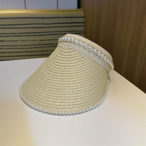 school sun visor hat protection straw wholesale beach adjustable shade beach visor straw hat women straw cap - Image 6