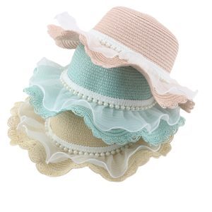 womens baby kids wide brim straw hat candy color summer sun visor straw caps wholesale beach school straw hats