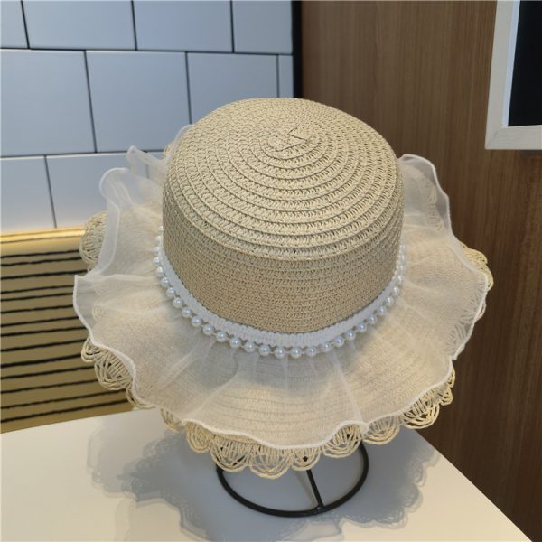 womens baby kids wide brim straw hat candy color summer sun visor straw caps wholesale beach school straw hats - Image 3