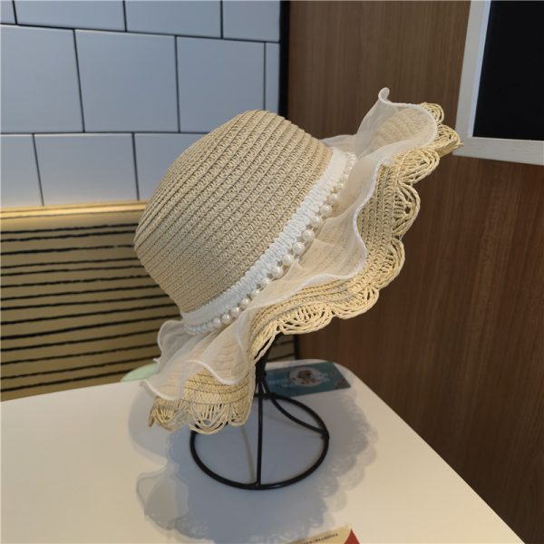 womens baby kids wide brim straw hat candy color summer sun visor straw caps wholesale beach school straw hats - Image 4