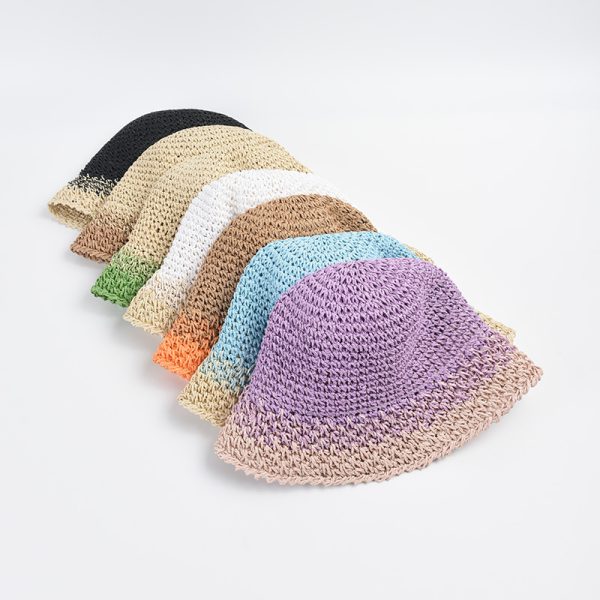 custom women straw hats colorful crochet high quality summer bucket straw hat school fashion straw hat - Image 2