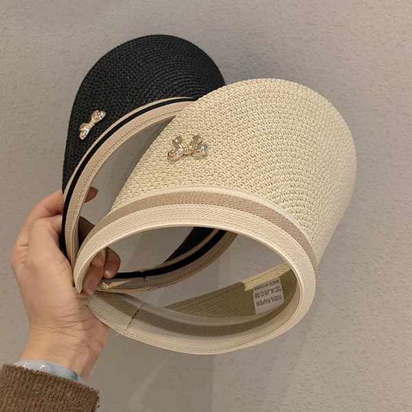 straw hats with custom logo wholesale open top straw sun hats one piece beach straw hats for women caps - Image 3