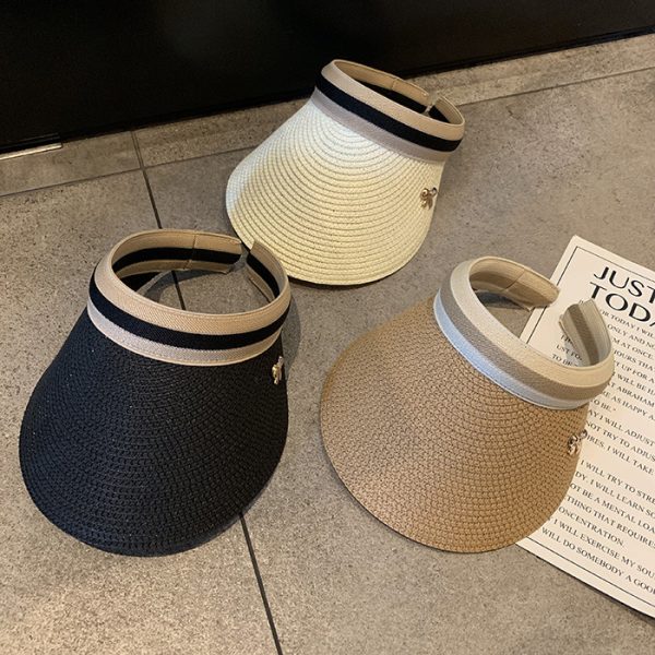 straw hats with custom logo wholesale open top straw sun hats one piece beach straw hats for women caps - Image 4