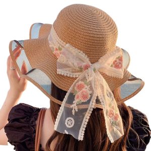 straw hat wide brim straw caps woman flower wholesale pink hat straw cover custom beach sun visor caps