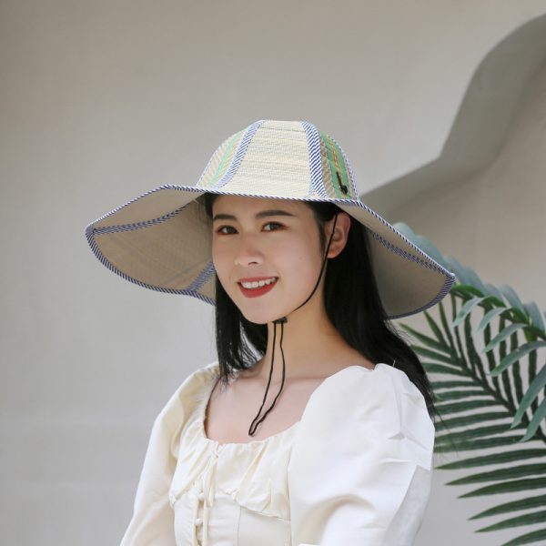 custom straw hats summer women wholesale fold beach straw fishing hats cap quality straw hat one piece - Image 3
