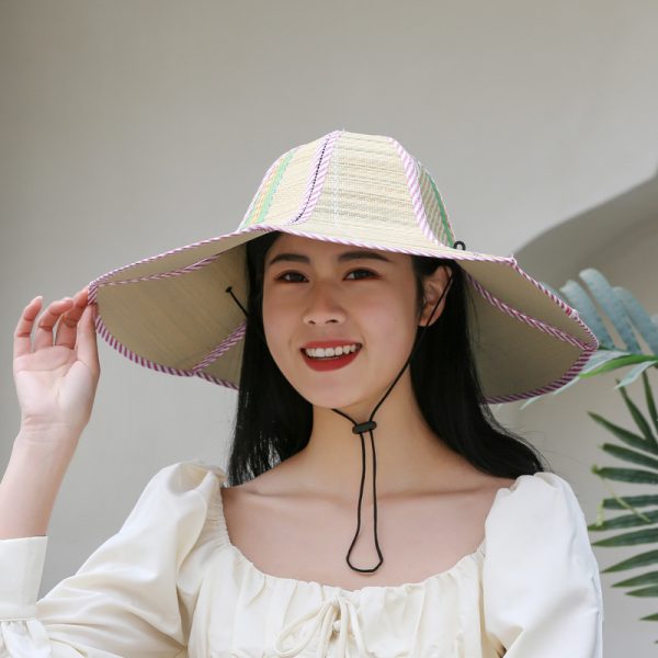 custom straw hats summer women wholesale fold beach straw fishing hats cap quality straw hat one piece - Image 4