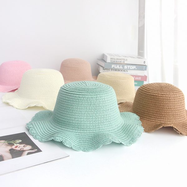 straw hats wholesale solid color women straw bucket hat custom beach sun visor straw caps hats one piece - Image 4