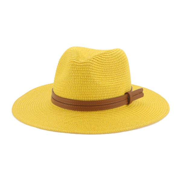 panama paper straw hats wholesale unisex beach wide brim straw fishing caps sun visor weave a straw hat - Image 2