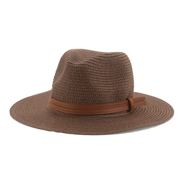 panama paper straw hats wholesale unisex beach wide brim straw fishing caps sun visor weave a straw hat - Image 3