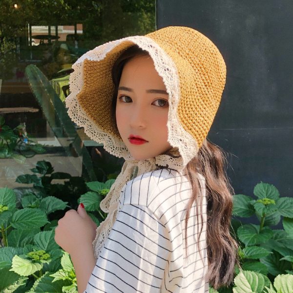 summer sun visor straw women's hats custom solid color ladies wide brim straw cap straw hat for children - Image 2