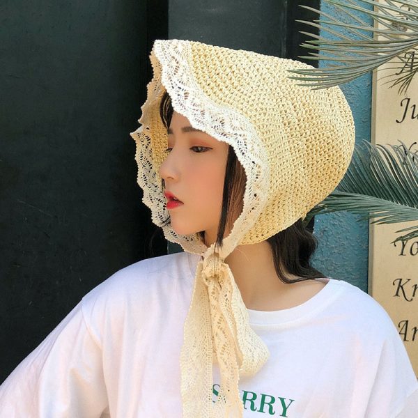 summer sun visor straw women's hats custom solid color ladies wide brim straw cap straw hat for children - Image 3