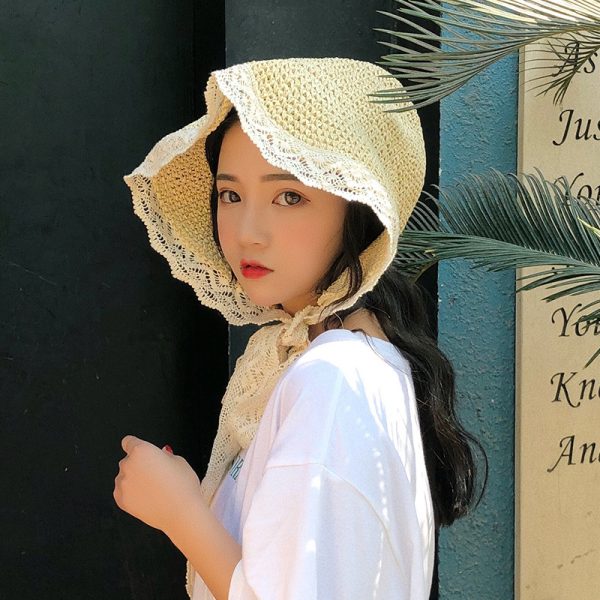 summer sun visor straw women's hats custom solid color ladies wide brim straw cap straw hat for children - Image 4