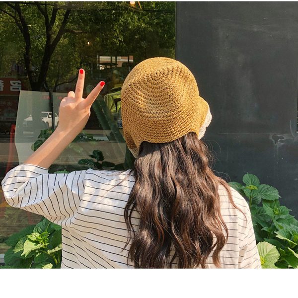 summer sun visor straw women's hats custom solid color ladies wide brim straw cap straw hat for children - Image 5