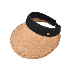 one piece open top straw hat high quality sun visor straw beach hat wholesale women straw hats with custom logo