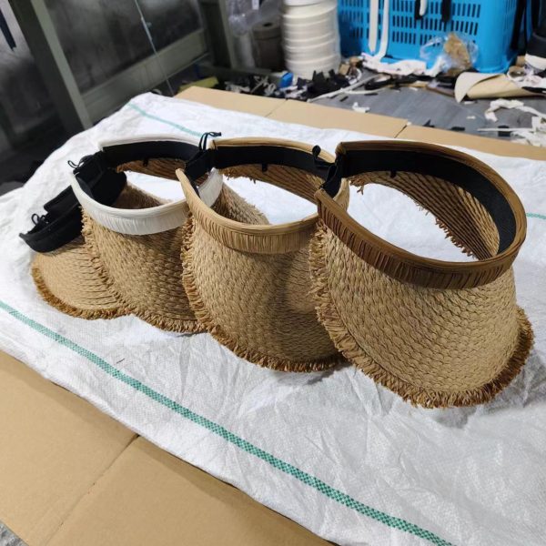 one piece open top straw hat high quality sun visor straw beach hat wholesale women straw hats with custom logo - Image 6