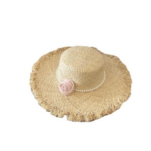 wholesale summer women wide brim straw hats and caps quality straw raffia hat sun beach custom straw hats
