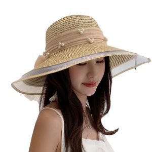 wide brim beach straw hat women custom solid color straw hat wholesale sun visor girls designer straw caps