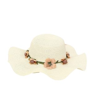 beach sun visor flower straw hats wholesale women high quality straw caps custom summer girls straw hat