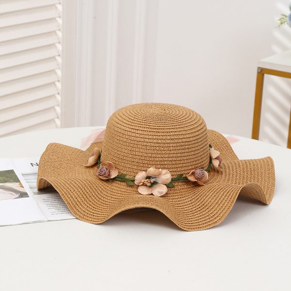beach sun visor flower straw hats wholesale women high quality straw caps custom summer girls straw hat - Image 5