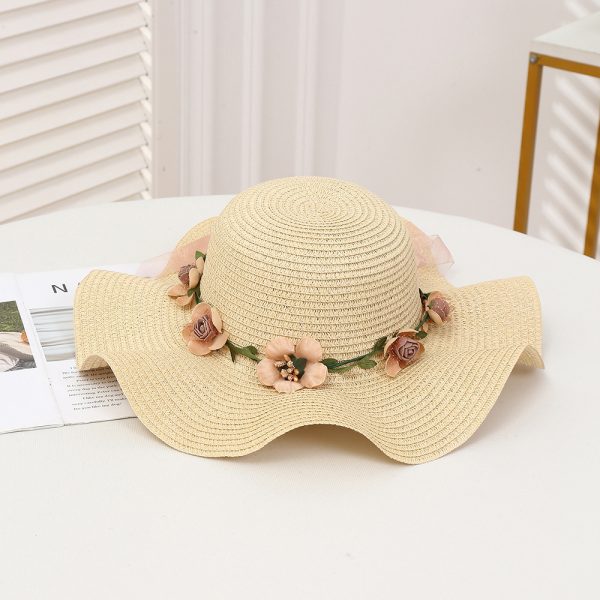 beach sun visor flower straw hats wholesale women high quality straw caps custom summer girls straw hat - Image 6