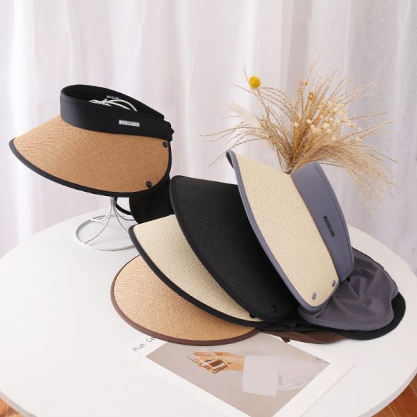 sun visor unisex straw hats wholesale beach daily open top straw hat custom logo summer designer straw cap - Image 2